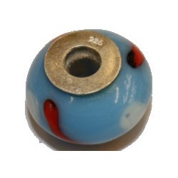 Pandorastyle 18mm blauw/oranje str. 925 zilverkern