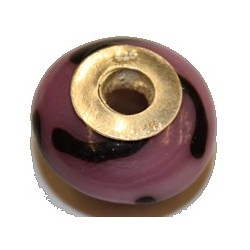 Pandorastyle 18mm fuchsia/zwart 925 zilverkern