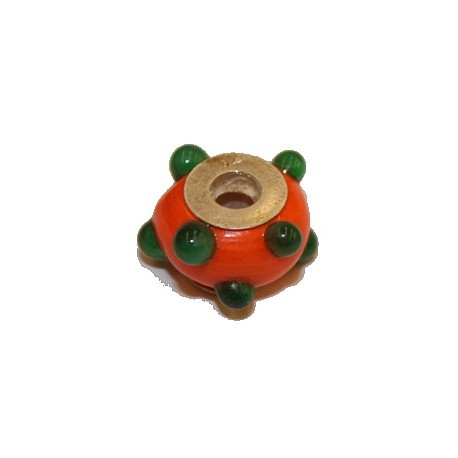 Pandorastyle 18mm oranje/groen pukk 925 zilverkern