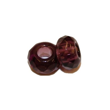 Glaskraal 12mm gat 5mm transp. amethyst p.st.