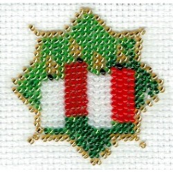 Borduurpakket kerstster met kaarsen 6x6cm