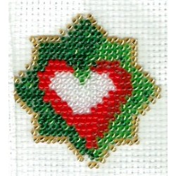 Borduurpakket kerstster met hart 6x6cm