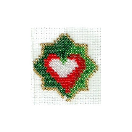 Borduurpakket kerstster met hart 6x6cm