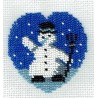 Borduurpakket hart met sneeuwpop 8x8cm