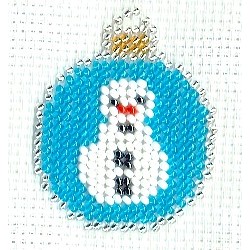 Borduurpakket Kerstbal met sneeuwpop 5x6cm