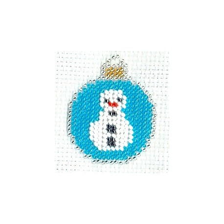 Borduurpakket Kerstbal met sneeuwpop 5x6cm