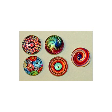 Camee 10mm rond spirals mix 5st.