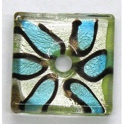 Glashanger 30x30mm zilver/blauw p.st