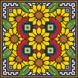 Borduurpakket Sunflower & Poppy 22x22cm