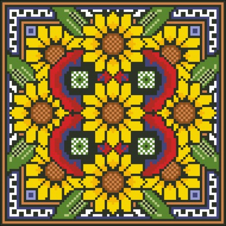 Borduurpakket Sunflower & Poppy 22x22cm