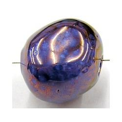 Keramische kraal 20mm lavendelblauw/goud p.st