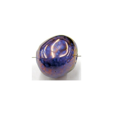 Keramische kraal 20mm lavendelblauw/goud p.st