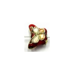 Cloisonne kraal rood vlinder 9x15mm per stuk