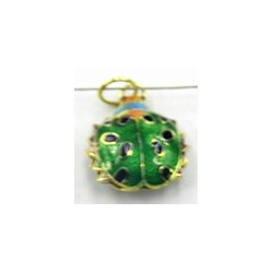 Cloisonne hanger kevertje 22x18mm groen per stuk