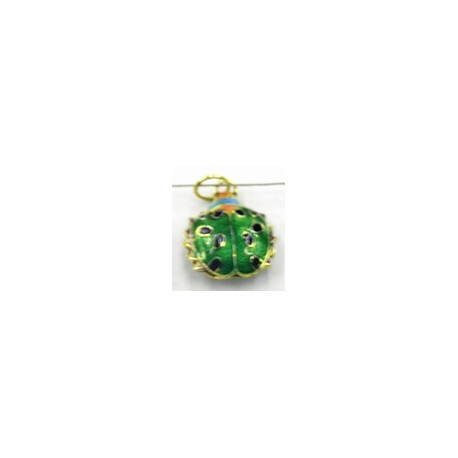 Cloisonne hanger kevertje 22x18mm groen per stuk