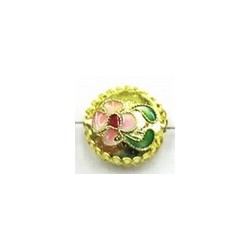 Cloisonne kraal 14x6mm goud per stuk