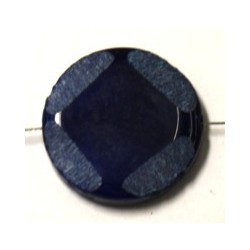 Agaat 26mm rond met slijpvlakken tr. blauw p.st