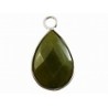 Hanger 27mm ovaal jade groen zilverkl rand p.st.