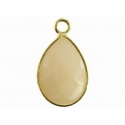 Hanger 27mm ovaal jade beige goudkl rand p.st.