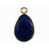 Hanger 27mm ovaal jade blauw goudkl rand p.st.