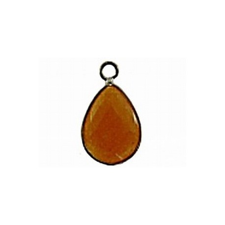 Hanger 27mm ovaal jade oranje zilverkl rand p.st.