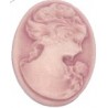 Camee 18x24mm vrouwenhoofd oudrose/wit