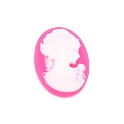 Camee 18x24mm vrouwenhoofd rose/wit