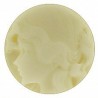 Kunstof cabochon 27mm l.olijf/wit