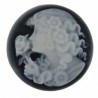 Kunststof cabochon 27mm zwart/wit