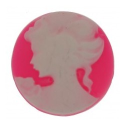 Kunststof cabouchon 17,5mm rond rose/wit