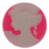 Kunststof cabochon 17,5mm rond rose/wit