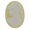 kunststof cabochon 18x25m,m ovaal beige/wit