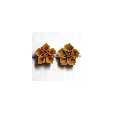 Fimobloem 12mm beige/bruin hart per paar