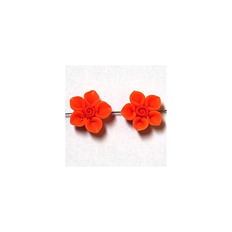 Fimobloem 12mm oranje/oranje hart per paar