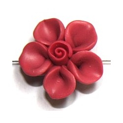 Fimobloem 18mm cerise/cerise hart per stuk