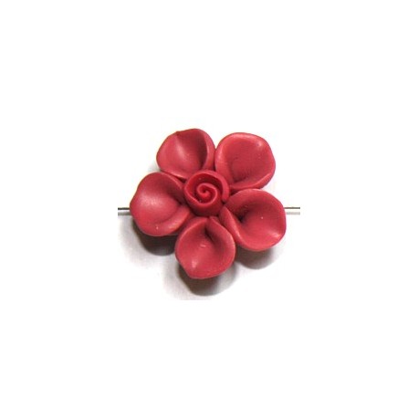 Fimobloem 18mm cerise/cerise hart per stuk