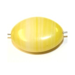 Glaskraal ovaal plat 16.6mm geel gemell. 10