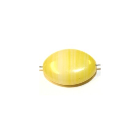 Glaskraal ovaal plat 16.6mm geel gemell. 10