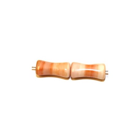 Glaskraal 15x7mm oranje/bruin gemelleerd 25st