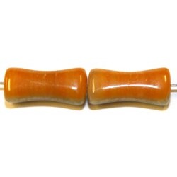 Glaskraal 15x7mm oranje/grijs gemell. 25st