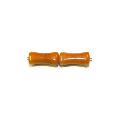 Glaskraal 15x7mm oranje/grijs gemell. 25st