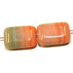 Glaskraal 12x8mm oranje/groen gemell. 15st