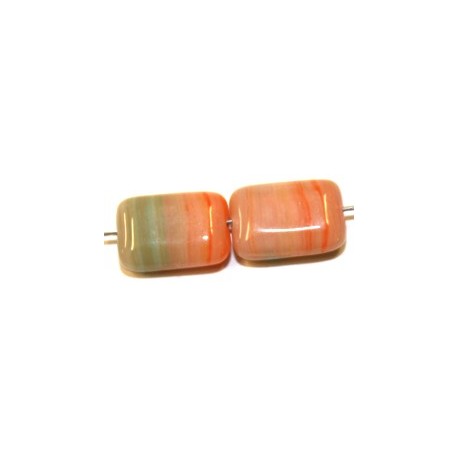 Glaskraal 12x8mm oranje/groen gemell. 15st