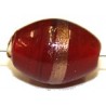 Glaskraal ovaal 18x14mm rood gouden band 5st