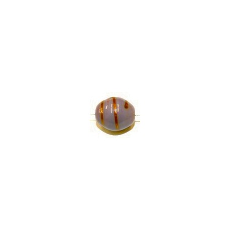 Glaskraal ovaal 15x12mm lila goudband 10 st.