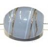 Glaskraal 20x13mm melkblauw goud+witband 10st