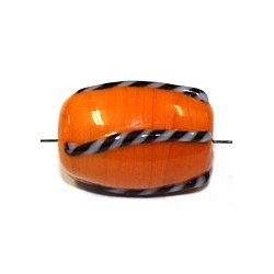 Glaskraal 18mm ovaal oranje met strepen 5st.