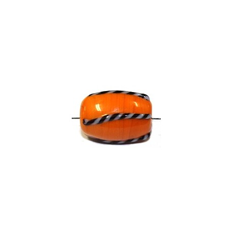 Glaskraal 18mm ovaal oranje met strepen 5st.