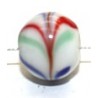 Glaskraal 14mm ovaal wit met strepen 10st.