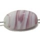 Glaskraal keivorm 21mm wit/fuchsia strepen 5st.